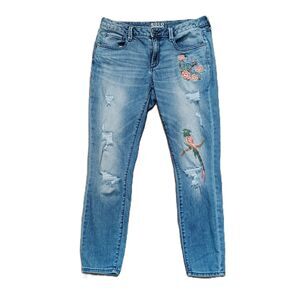 BOLD ELEMENTS Curvy Skinny Floral Embroidered Sz 12 Women's Stretch Jeans